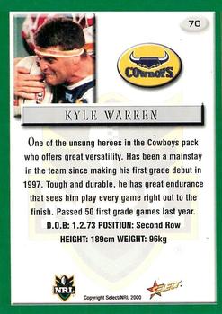 2000 Select #70 Kyle Warren Back
